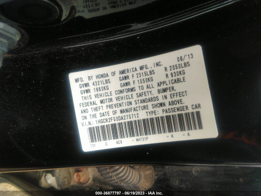 2013 HONDA ACCORD - 1HGCR2S50DA275712