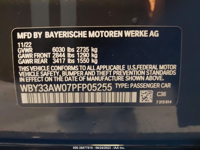 2023 BMW I4 M50 WBY33AW07PFP05255