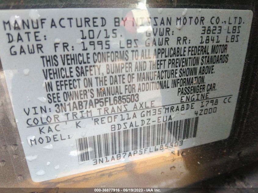 2015 NISSAN SENTRA S/SV/SR/SL - 3N1AB7AP5FL685503