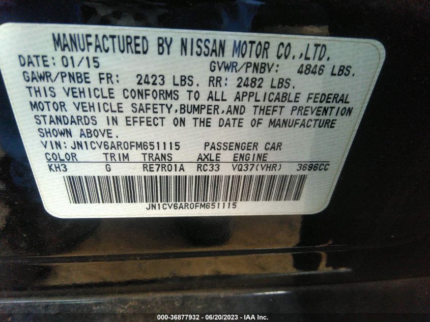 2015 INFINITI Q40 JN1CV6AR0FM651115