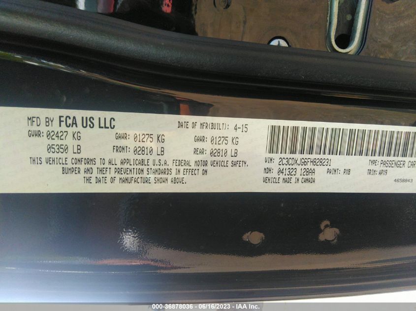 2015 DODGE CHARGER SXT - 2C3CDXJG6FH828231