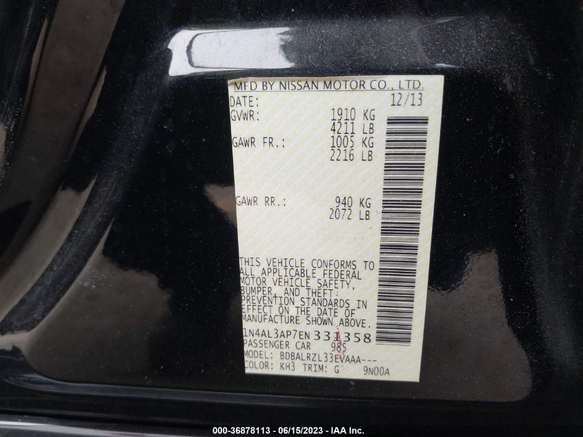 2014 NISSAN ALTIMA 2.5 S - 1N4AL3AP7EN331358