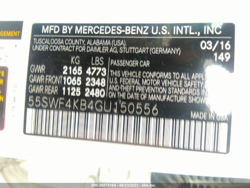 2016 MERCEDES-BENZ C-CLASS C 300 - 55SWF4KB4GU150556