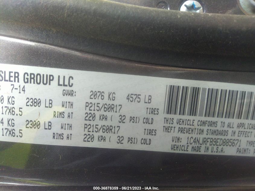 2014 JEEP PATRIOT LATITUDE - 1C4NJRFB9ED885671