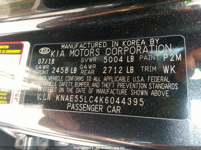 2019 KIA STINGER GT2 - KNAE55LC4K6044395