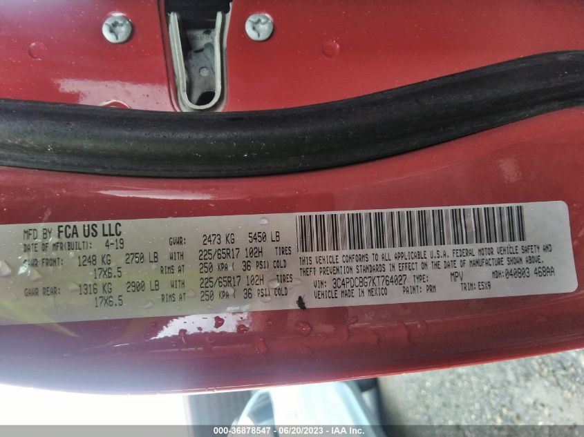 2019 DODGE JOURNEY SE - 3C4PDCBG7KT764027