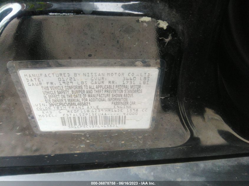 2021 NISSAN KICKS SV - 3N1CP5CV5ML465821