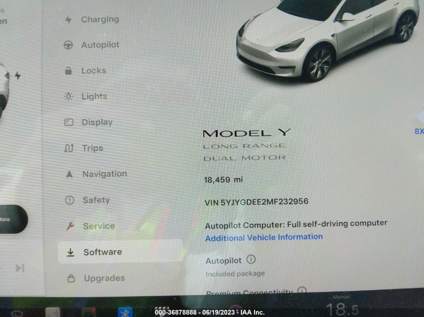 Auction sale of the 2021 TESLA MODEL Y , vin: 5YJYGDEE2MF232956, lot number: 36878888