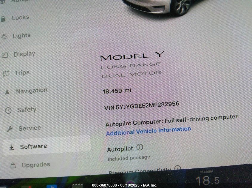 Auction sale of the 2021 TESLA MODEL Y , vin: 5YJYGDEE2MF232956, lot number: 36878888