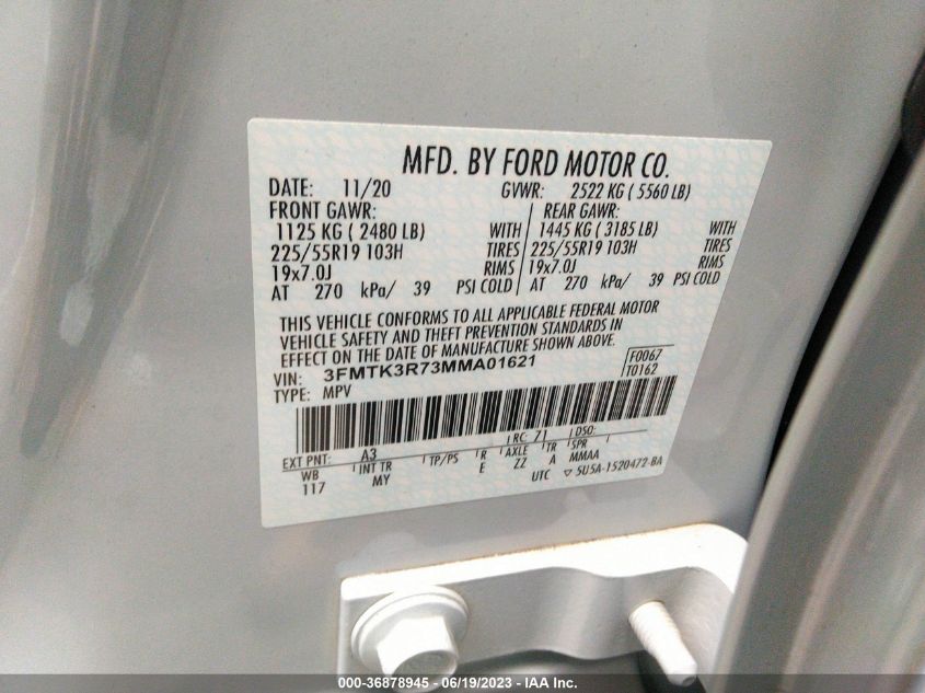 2021 FORD MUSTANG MACH-E PREMIUM - 3FMTK3R73MMA01621