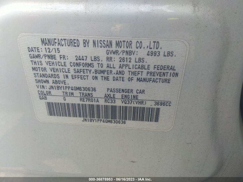 2016 INFINITI Q70L JN1BY1PP4GM630636