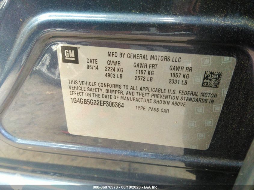 2014 BUICK LACROSSE LEATHER - 1G4GB5G32EF306364