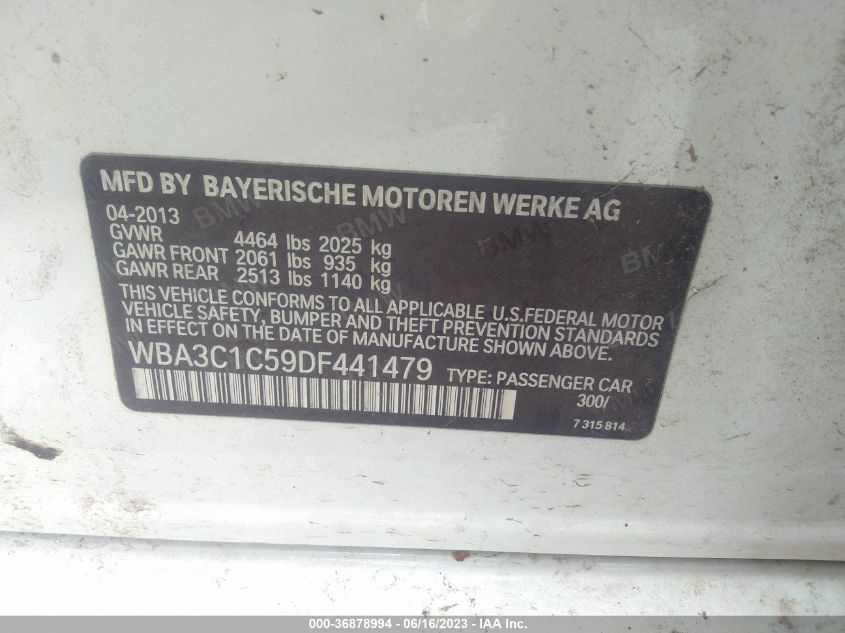 2013 BMW 3 SERIES 328I - WBA3C1C59DF441479