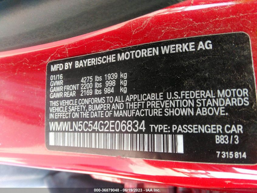 2016 MINI COOPER CLUBMAN - WMWLN5C54G2E06834