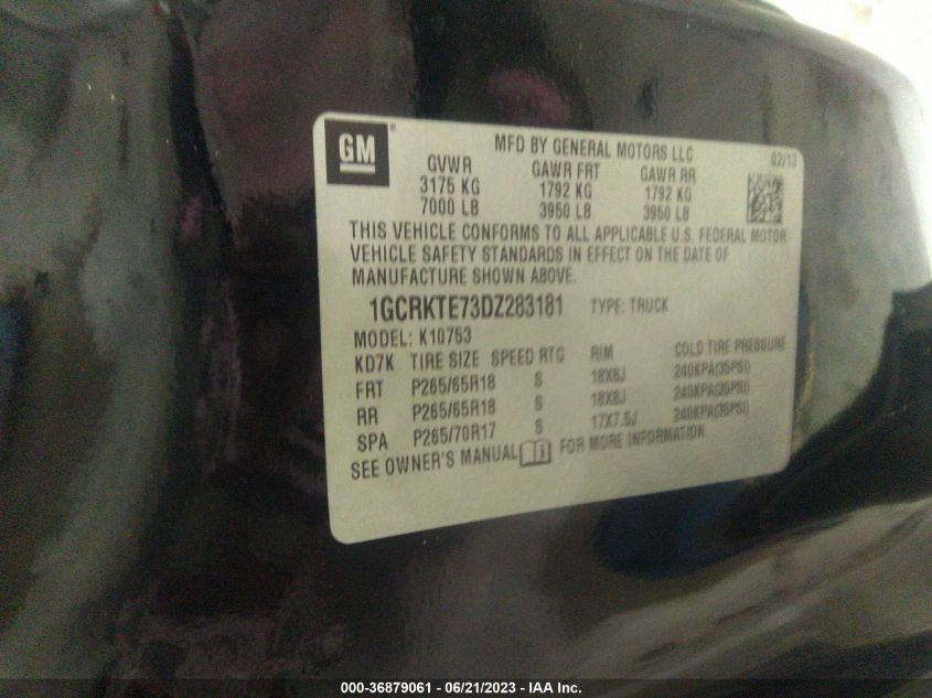 2013 CHEVROLET SILVERADO 1500 LTZ - 1GCRKTE73DZ283181