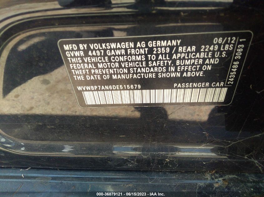 2013 VOLKSWAGEN CC SPORT - WVWBP7AN6DE515679