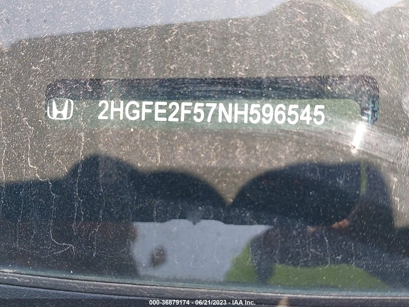 VIN 2HGFE2F57NH596545 2022 HONDA CIVIC SEDAN SPORT