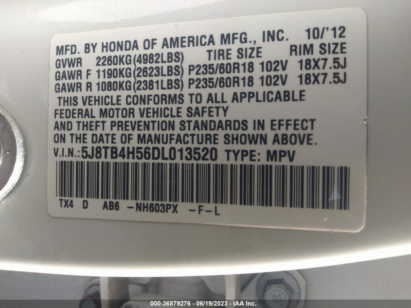 2013 ACURA RDX TECH PKG - 5J8TB4H56DL013520