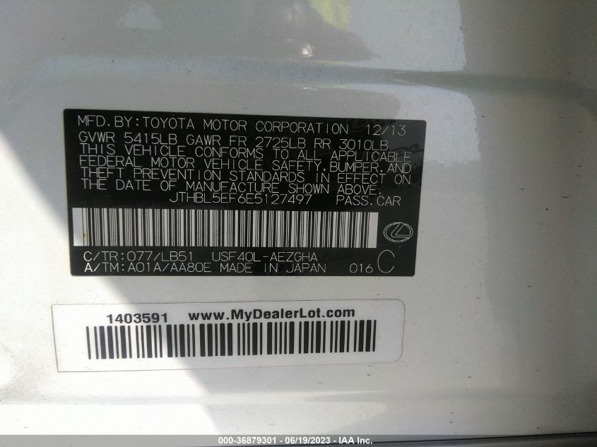 2014 LEXUS LS 460 JTHBL5EF6E5127497