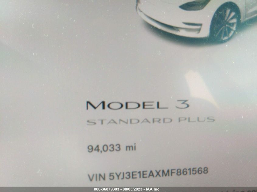 5YJ3E1EAXMF861568 Tesla Model 3 STANDARD RANGE PLUS 7