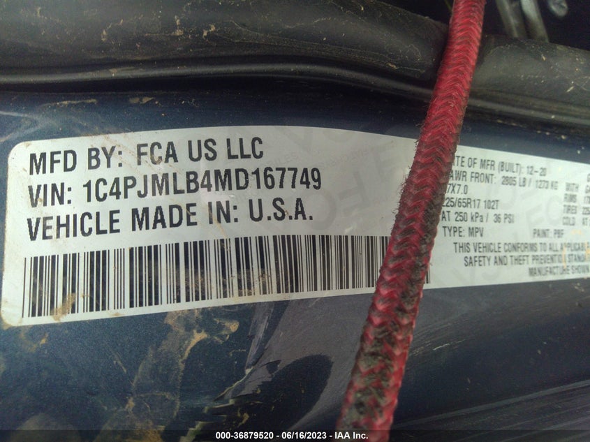 VIN 1C4PJMLB4MD167749 2021 JEEP CHEROKEE LATITUDE PLUS