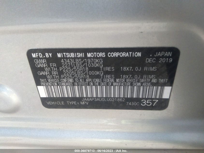 2020 MITSUBISHI OUTLANDER SPORT ES 2.0/SP 2.0 - JA4AP3AU0LU021862