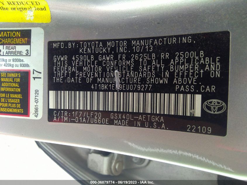 2014 TOYOTA AVALON LIMITED - 4T1BK1EB9EU079277