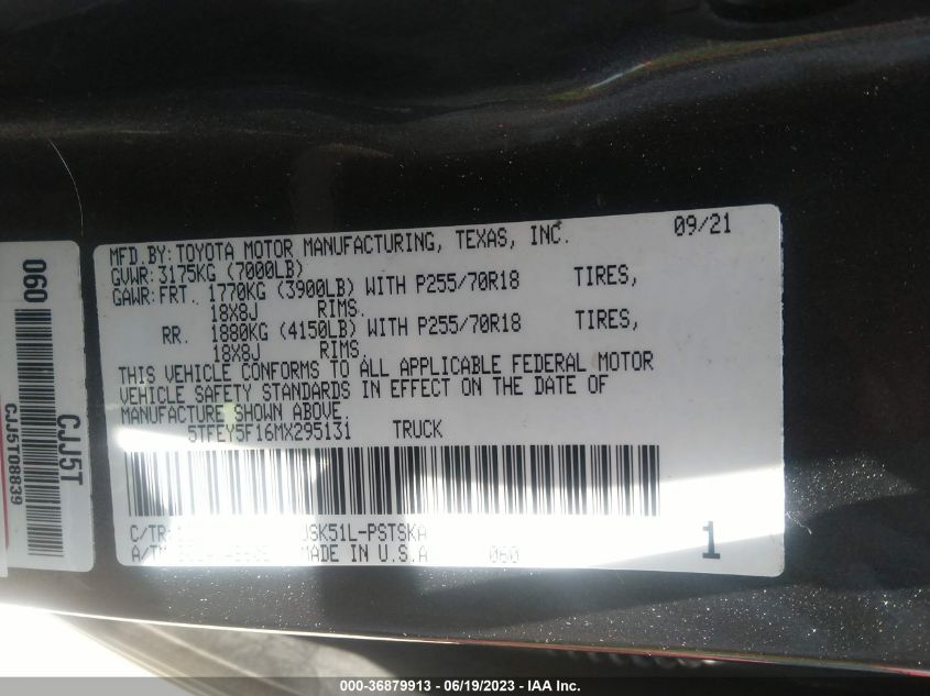 2021 TOYOTA TUNDRA 2WD SR5 - 5TFEY5F16MX295131
