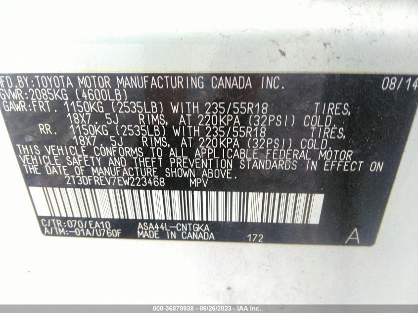 2014 TOYOTA RAV4 LIMITED - 2T3DFREV7EW223468