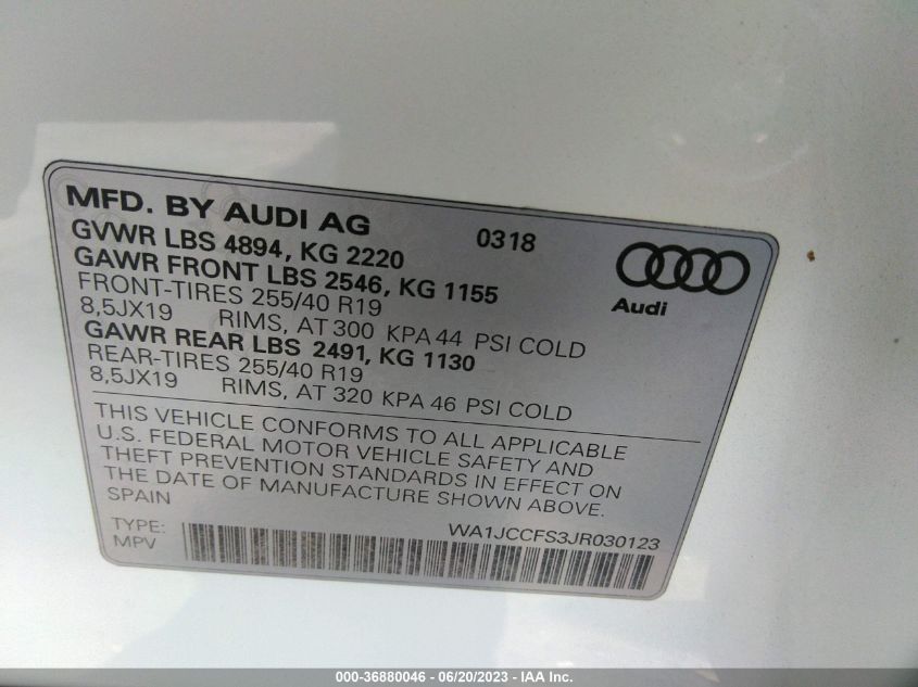 2018 AUDI Q3 PREMIUM PLUS - WA1JCCFS3JR030123