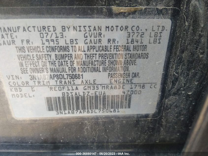 2013 NISSAN SENTRA SV - 3N1AB7AP8DL750681