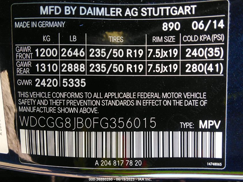 2015 MERCEDES-BENZ GLK-CLASS GLK 350 - WDCGG8JB0FG356015