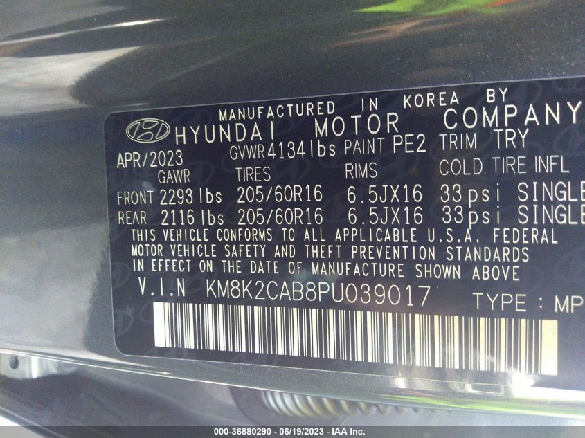 2023 HYUNDAI KONA SEL - KM8K3CAB8PU039017