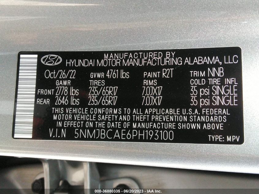 2023 HYUNDAI TUCSON SEL - 5NMJBCAE6PH193100