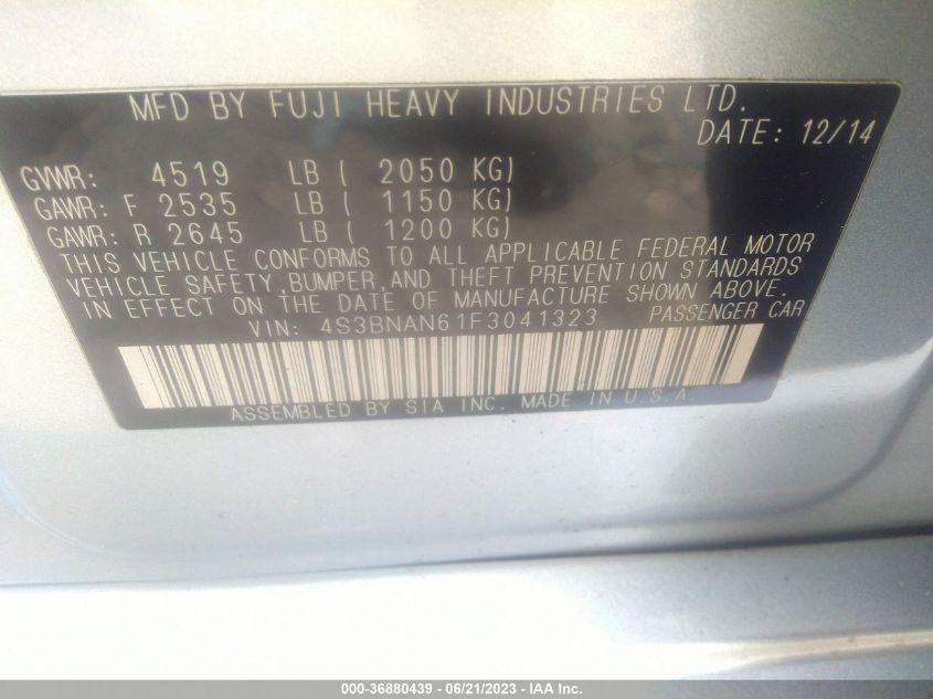 2015 SUBARU LEGACY 2.5I LIMITED - 4S3BNAN61F3041323