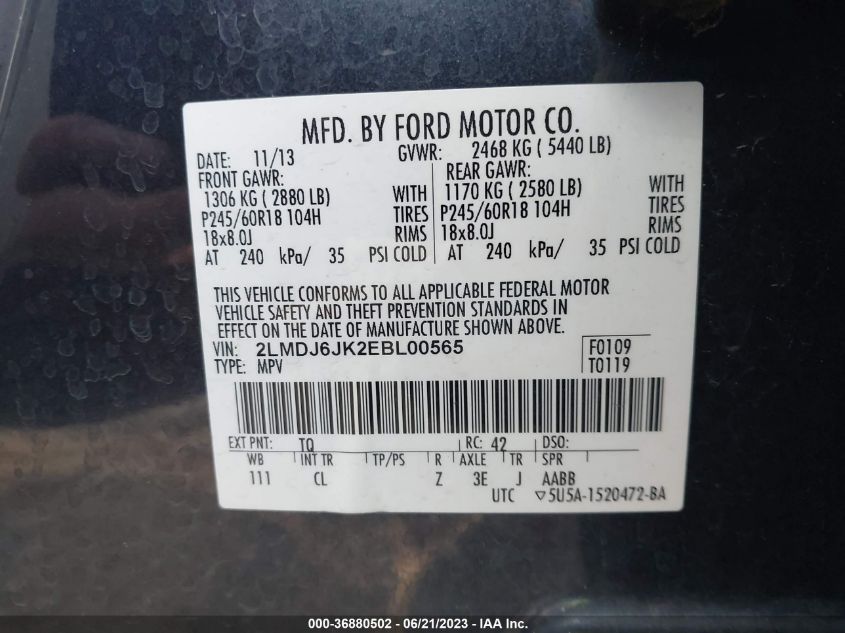 2014 LINCOLN MKX - 2LMDJ6JK2EBL00565