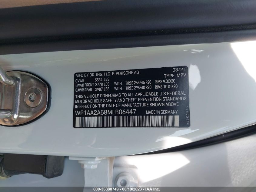 2021 PORSCHE MACAN - WP1AA2A58MLB06447