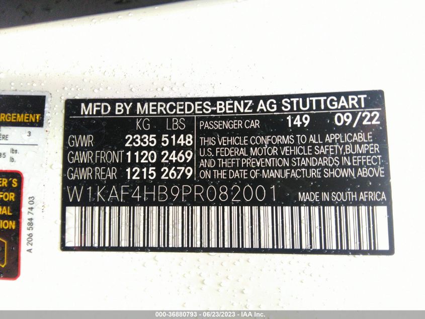 2023 MERCEDES-BENZ C-CLASS C 300 - W1KAF4HB9PR082001