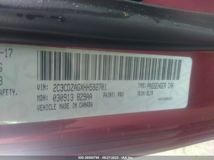 2017 DODGE CHALLENGER SXT - 2C3CDZAGXHH592701