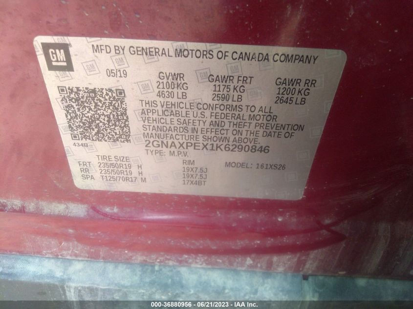 2019 CHEVROLET EQUINOX PREMIER - 2GNAXPEX1K6290846