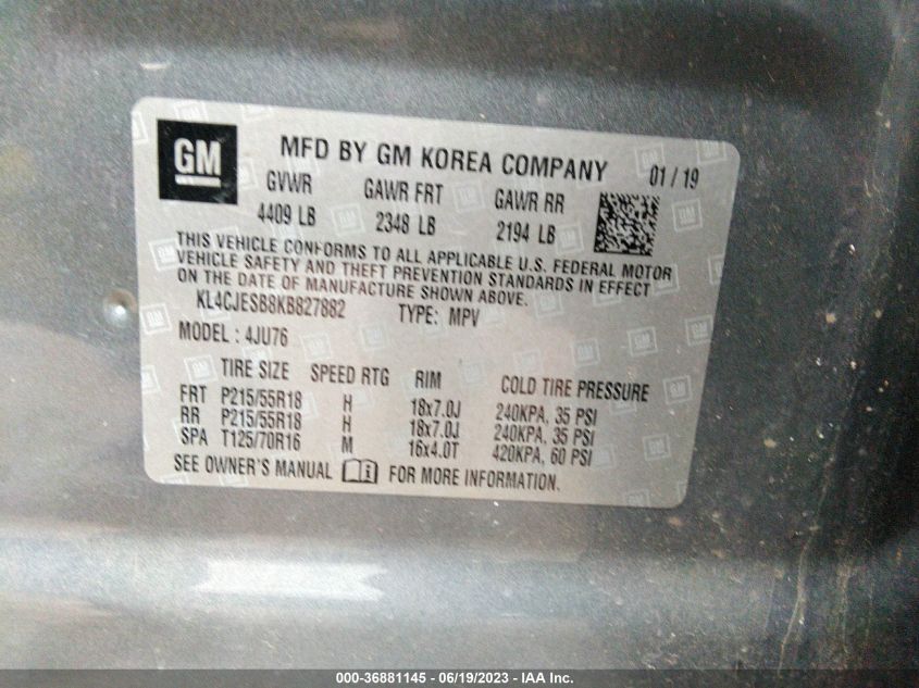 2019 BUICK ENCORE PREFERRED - KL4CJESB8KB827882
