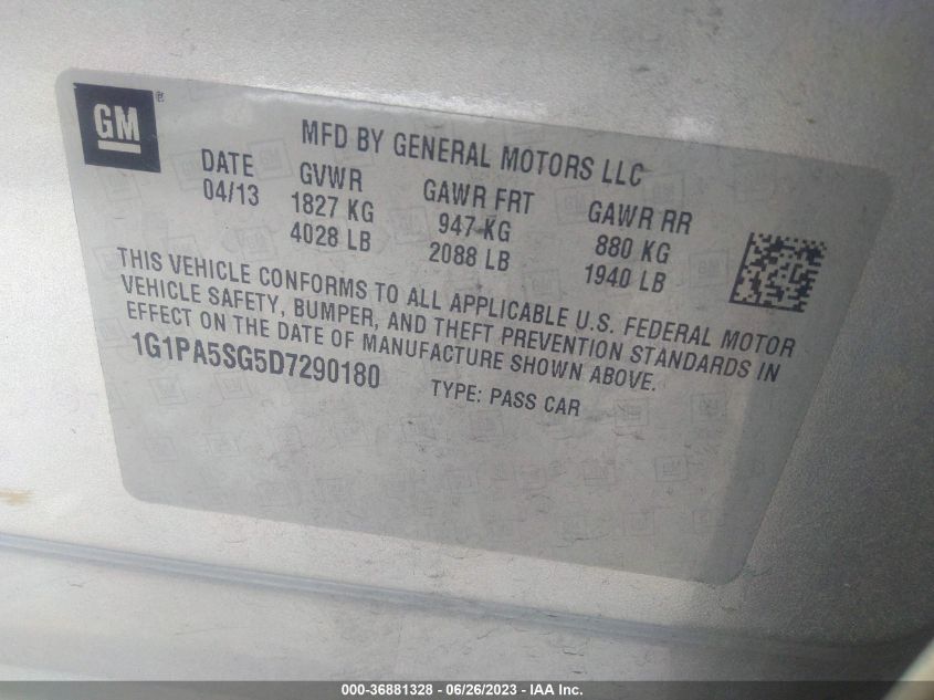 2013 CHEVROLET CRUZE LS - 1G1PA5SG5D7290180