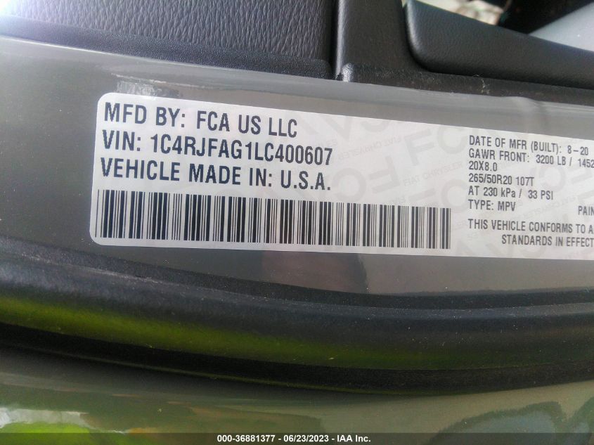 2020 JEEP GRAND CHEROKEE ALTITUDE - 1C4RJFAG1LC400607