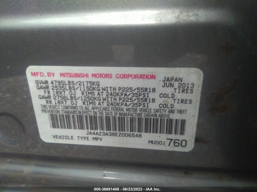 2014 MITSUBISHI OUTLANDER SE - JA4AZ3A38EZ006548
