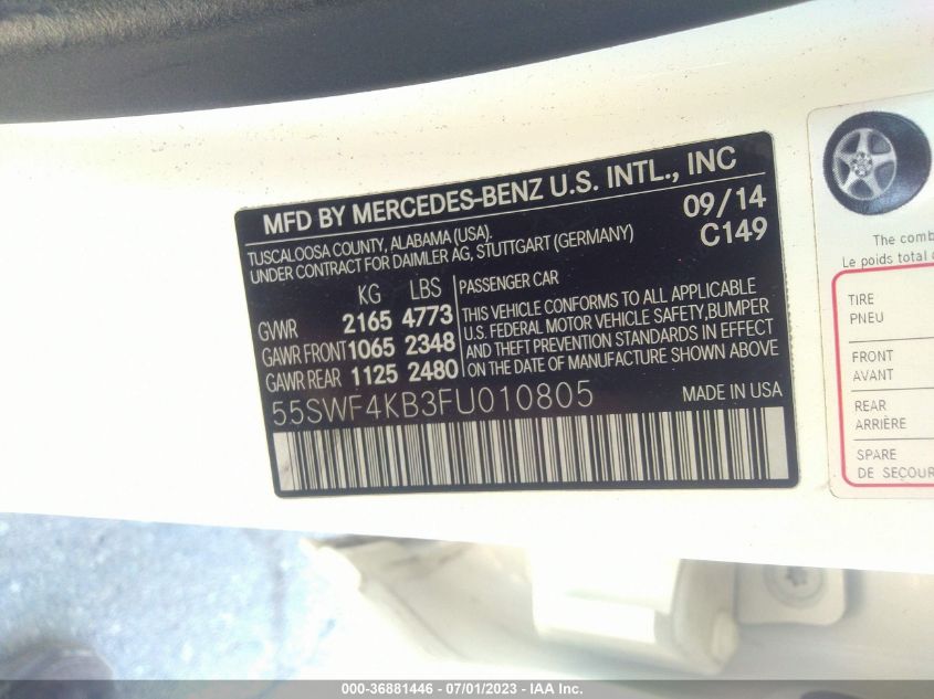 2015 MERCEDES-BENZ C-CLASS C 300 - 55SWF4KB3FU010805