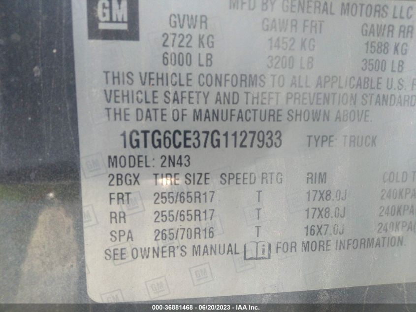 2016 GMC CANYON 4WD SLE - 1GTG6CE37G1127933