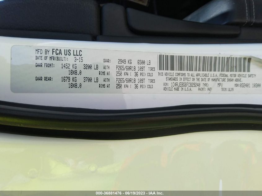 2015 JEEP GRAND CHEROKEE LIMITED - 1C4RJEBG6FC829240