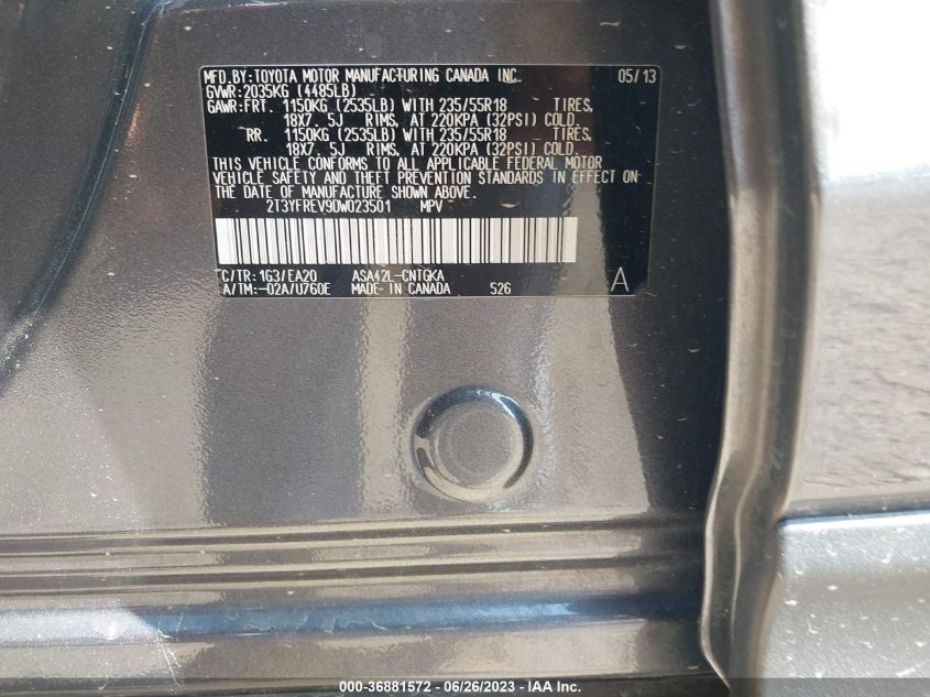 2013 TOYOTA RAV4 LIMITED - 2T3YFREV9DW023501