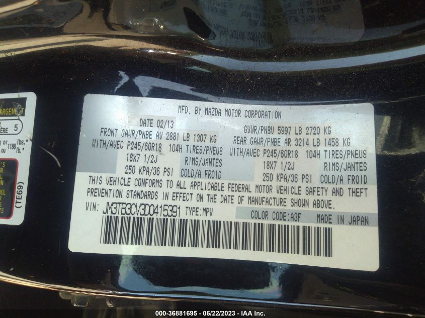 2013 MAZDA CX-9 TOURING - JM3TB3CV3D0415391