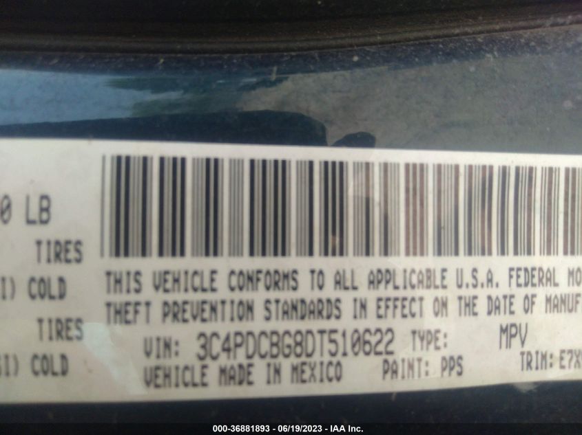 2013 DODGE JOURNEY SXT - 3C4PDCBG8DT510622